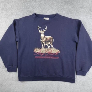 Vintage Clearwater Creek Shirt Herren L blau Big Buck Jagd Pullover Rundhals 90s - Bild 1 von 8