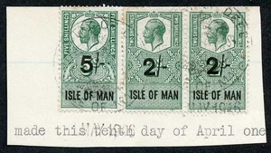 Isle of Man KGV 5/- und 2/6 PAAR Schlüsselschild Typ Einnahmen CDS auf Stück - Bild 1 von 1