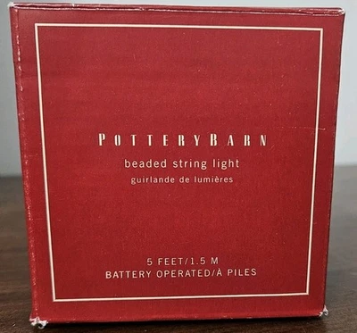 Guirnalda de luces Pottery Barn con cuentas 5’ 40 microbombillas blancas cálidas - Usada en Excelente Condición Foto 1 de 3