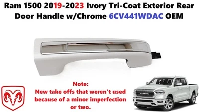 2019-2023 Ram 1500 Ivory Tri-Coat Exterior Rear Door Handle w/Chrome 6CV441WDAC - Image 1 of 4