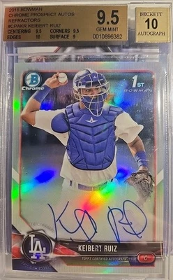 BGS 9.5 2018 Bowman Chrome Purple Refractor Auto KEIBERT RUIZ, NATIONALS #CPA-KR - Image 1 of 4