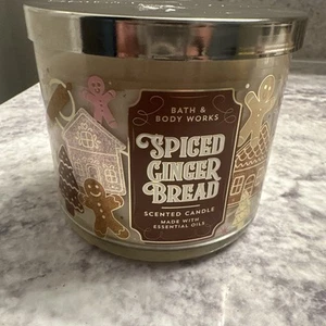 BATH & BODY WORKS SPICED GINGERBREAD 3-WICK 14.5 OZ SCENTED LARGE FILLED CANDLE - Picture 1 of 3