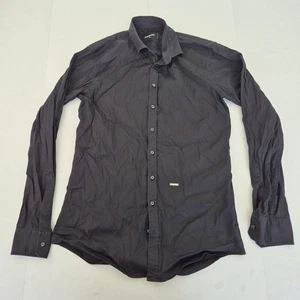 DSQUARED2 Camisa 48 Negro Hombre Mezcla de Algodón Abotonado Casual Clásico - Imagen 1 de 7