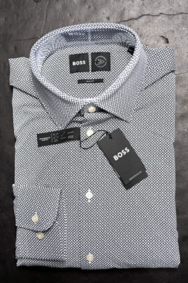 Hugo Boss Camicia Slim Performance Stretch Da Viaggio Hank Kent Uomo 39 15.5 - Immagine 1 di 4