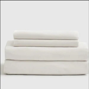 Quince Organic Cotton Percale White Sheets & 2 Pillowcases! Queen (Y39) - Picture 1 of 12