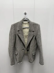 Blazer Isabel Marant Etoile Ela bordo grezzo spina di pesce misto lana rosso W's taglia 40 - Foto 1 di 4
