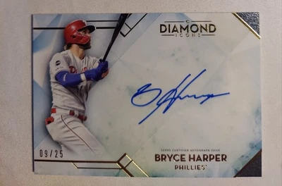 2020 Topps Diamond Icons Bryce Harper 9/25 On Card Auto #DIA-BH Phillies  - Image 1 of 2