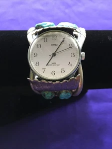 VINTAGE INDIANER NAVAJO JM TÜRKIS MANSCHETTENUHR STERLINGSILBER - Bild 1 von 13