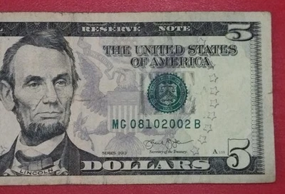 $5 Five Dollar Birthday Note Serial Number MG08102002B 2013 - Image 1 of 4