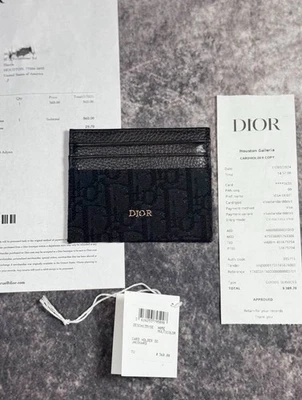 Dior Oblique Jacquard Card Holder Black/Blue Excellent Condition Free Shipping - Image 1 of 4