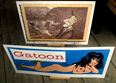 Walthery - Lot sérigraphies, Vieux Bleu, hommage Franquin- Signées - 2003 - 2018 - Photo 1/4