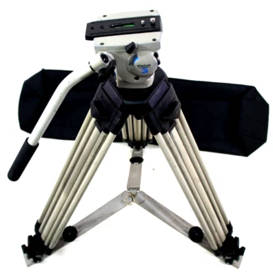 VINTEN VISION 3 PRO PAN BAR PLATE KNOB GROUNSPR DA 75mm TRIPOD BAG SERVICED 22Lb - Image 1 of 4