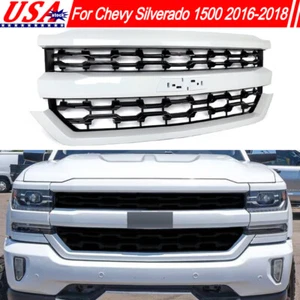 Fits Chevy Silverado 1500 2016 2017 2018 Front Grille Upper Grill Summit White - Picture 1 of 9