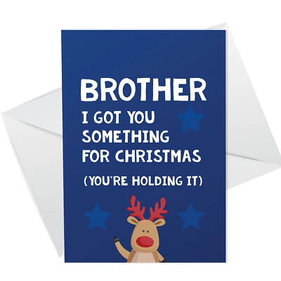 RED OCEAN Funny Rude Christmas Card For Brother Offensive Xmas Card For Him From Sister