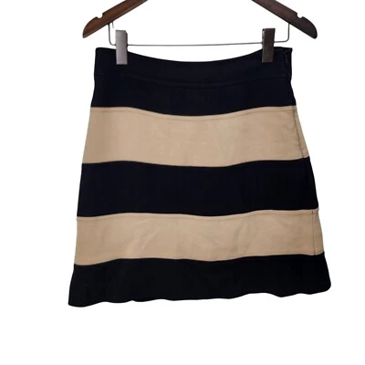 Falda Kate Spade New York Talla 8 Negra y Beige Mezcla de Lana a Rayas Foto 1 de 4