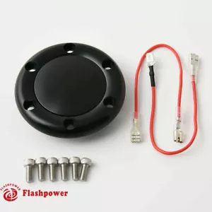 Billet Horn Button for 6 Bolt Steering Wheel Flashpower MoMo NRG Black Anodised - Picture 1 of 4