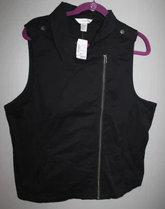 NWT CJ BANKS WOMEN'S BLACK ZIP FRONT STRETCH VEST SIZE OX - Picture 1 of 2