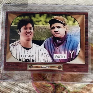 Shohei Ohtani & Babe Ruth 2018 Collector Customs RC Card NY Yankees & LA Angels - Picture 1 of 7