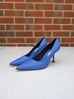 Zara High Heel Court Shoes Eco-Leather Pumps Size UK 6 EU 39 Blue