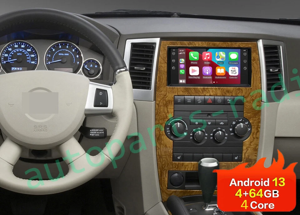 4+64G For 05-10 Jeep Grand Cherokee Apple CarPlay Android13 Car Stereo Radio GPS - image 1 of 4
