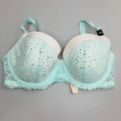 Nuevo Sujetador Victoria Secret Forrado Demi 34DD Estrás Encaje Verde Con Aros Foto 1 de 4