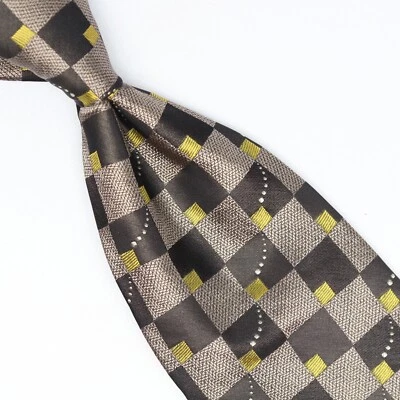 Corbata geométrica a cuadros gris dorado gris GC Internazionale para hombre Italia Foto 1 de 4