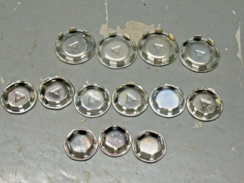 VINTAGE   TUBE  SNAP ON  STEEL CAPS PLUGS  LOT (13)  1.5'' 1.25''  1''  ORIGINAL Cover