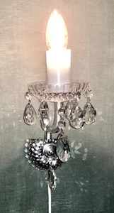 Clear Led Crystal Candelabra, Vintage, new electric wire, Perfect condition - Picture 1 of 9