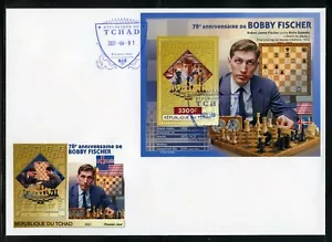 CHAD 2021 70th ANNIVERSARY OF BOBBY FISCHER SOUVENIR SHEET FDC - Picture 1 of 1