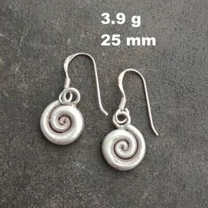 FINE SILVER EARRINGS VINTAGE CRAFT DANGLE ARTISAN 3g Dancing Lines SPIRAL #E069 - Picture 1 of 5