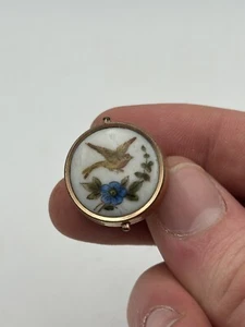 Button Col IN Gold 18k And Porcelain & Bird & Xixeme - Picture 1 of 14