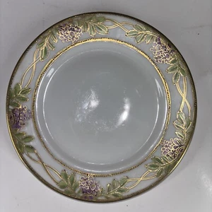 Hand Painted Plate Antique Nippon Floral Gold Green Purple 6 1/4" - Picture 1 of 9