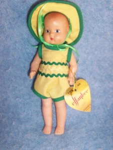 Effanbee Dolls- 7” Tinyette Yellow with doll stand #V667 - Picture 1 of 5