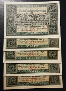 ALLEMAGNE / GERMANY Reichsbank 10 Mark 1920 pick67a NEUF - Imagen 1 de 2