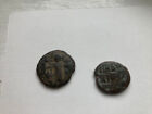 2 Ancient Islamic Coins : 7Th Century Ad, Byzantine Emporer, Arabic Shahada Rare