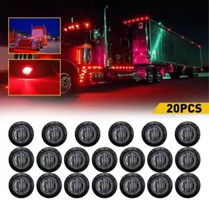 20pcs Smoked Len 3/4" Marker Light LED 12V Truck Trailer Round Side Bullet Light - Picture 1 of 12