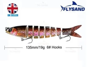 8Segments Crankbait Trout Minnow Vobler Fishing Lure Hard Artificial Bait 3D Eye - Picture 1 of 3