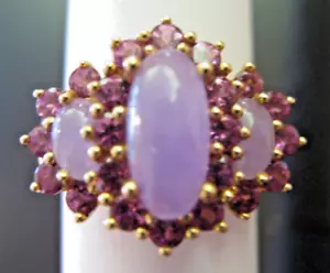 CRP 14K YELLOW GOLD CHALCEDONY AND SAPPHIRE RING SIZE 8.75 - Picture 1 of 7