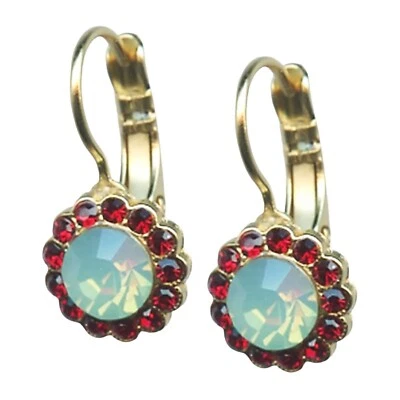 Earrings By Mariana Woman Fab Pacific Opal and Red Swarovski Crystals - Image 1 of 4