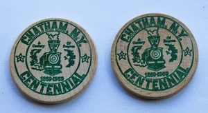Wooden Nickles Lot of 2 Chatham New York Centennial 1969 - Picture 1 of 2
