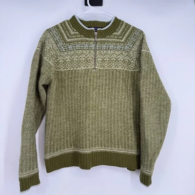 Suéter De Colección Patagonia Fieltro Fair Isle Nórdico 1/4 Cremallera Lana Para Mujer Verde M Y2K Foto 1 de 4