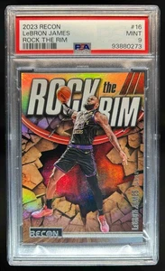 2023-24 Panini Recon LeBron James Rock the Rim #16 Lakers PSA 9 - Foto 1 di 2