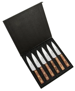 Astuccio xx Coltelli Coltello Cucina Posate Bistecca Legno Noce Set 6 Coltelli 11078 - Foto 1 di 3