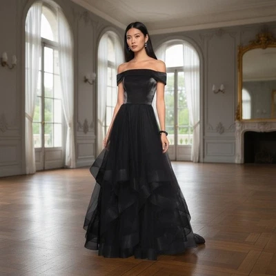 La Femme новый с плеча вечернее платье черный 10 официальный коктейль фея гот  - Изображение 1 из 4