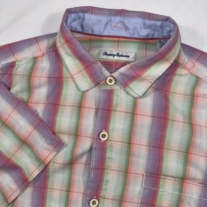 TOMMY BAHAMA Men’s XL Ombre Isles Plaid 100% Silk Camp Shirt Short Sleeve - Picture 1 of 9