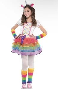 Girls Unicorn Magical Fairy Cosplay Halloween Costume Rainbow Kids M 8-10 - Picture 1 of 3