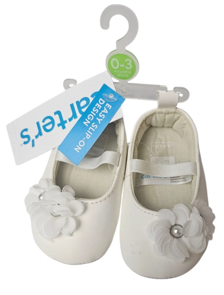 Carter's Bebé Niña Blanco Vestido Floral Zapatos Talla 0-3 Meses Infantil Correa Elástica Foto 1 de 4