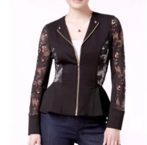 Xoxo Women Peplum Black Blazer Sz L - Picture 1 of 7