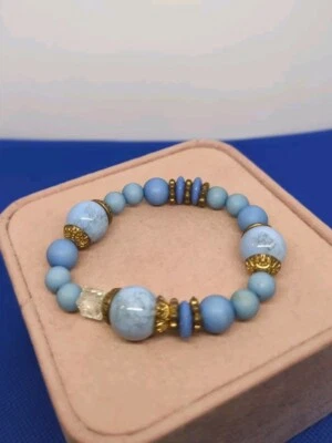 Mala “Dreamer” Ágata de Encaje Azul y Howlita Calmante y Curativo Nuevo sin Etiquetas Foto 1 de 4