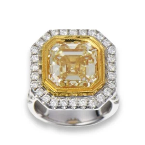Huge 11.37ct Natural Fancy Yellow U-V Diamond Engagement Ring 18K GIA VS2 - Picture 1 of 6
